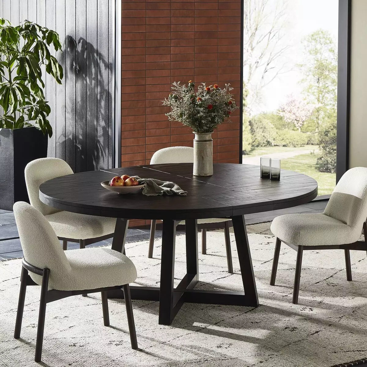 Eberwin Dark Carbon Extendable Round Dining Table From Four Hands
