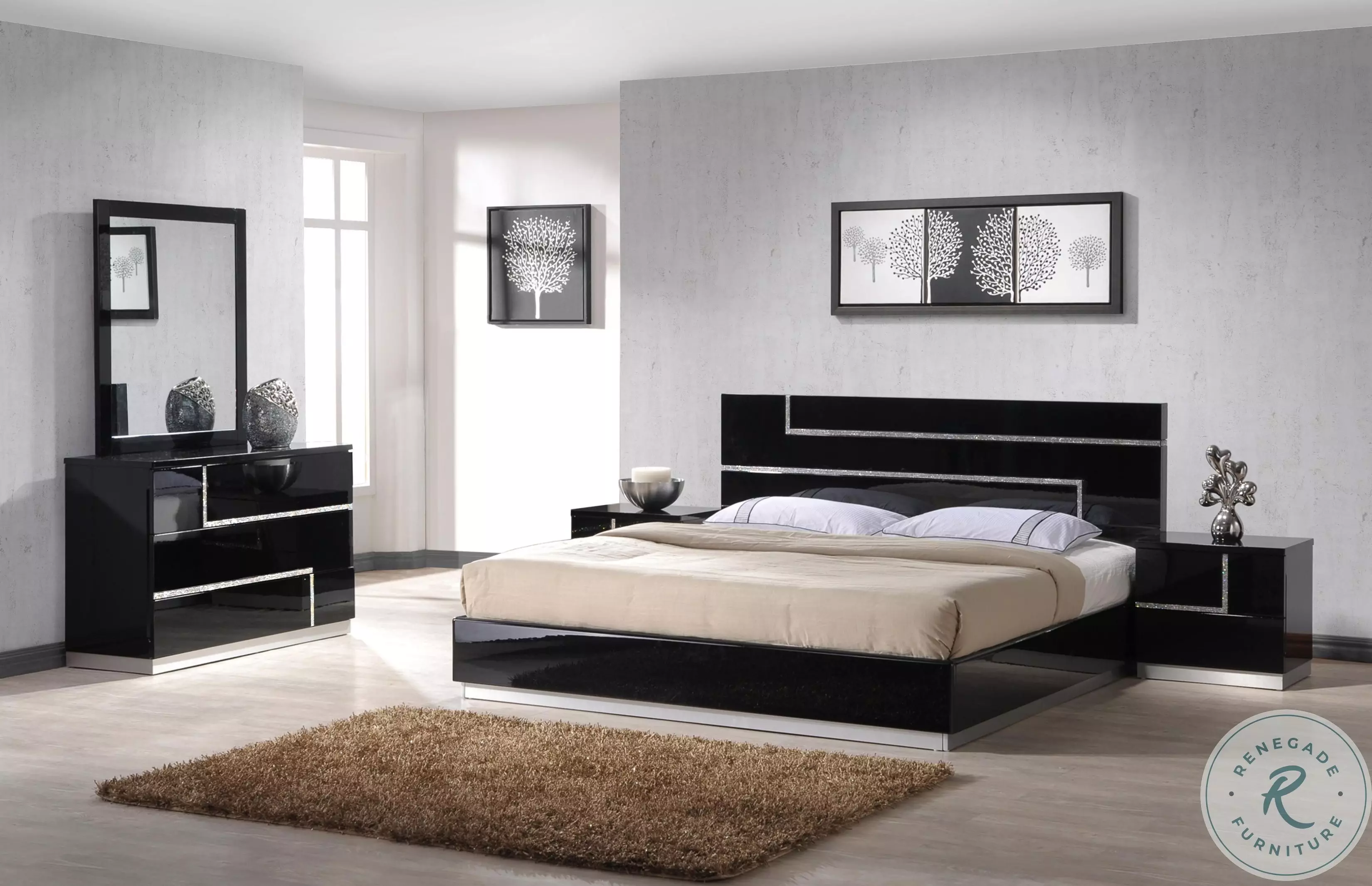 Lucca Black Lacquer Platform Bedroom Set from J M 17685 Q Coleman Furniture