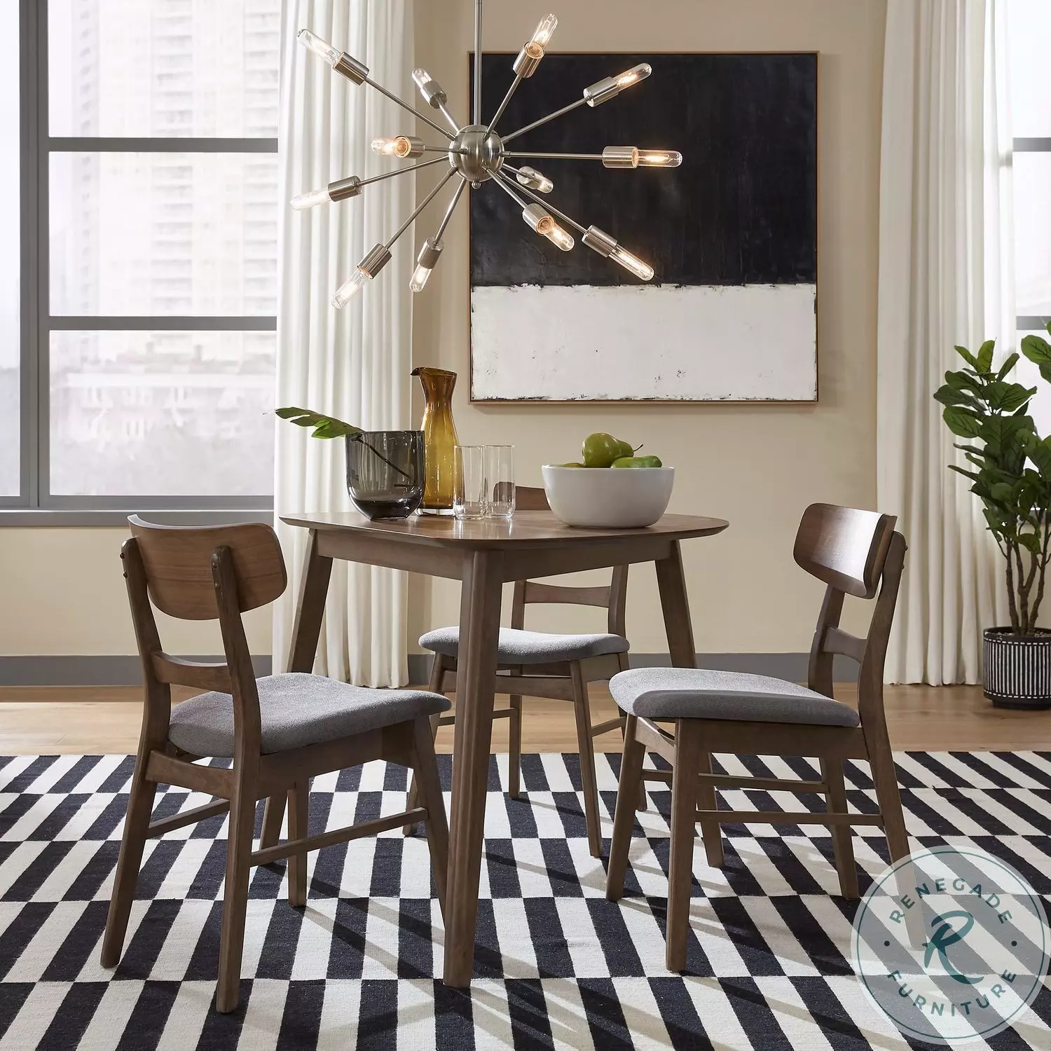 Space Savers Satin Walnut Triangle Dining Room Set from Liberty