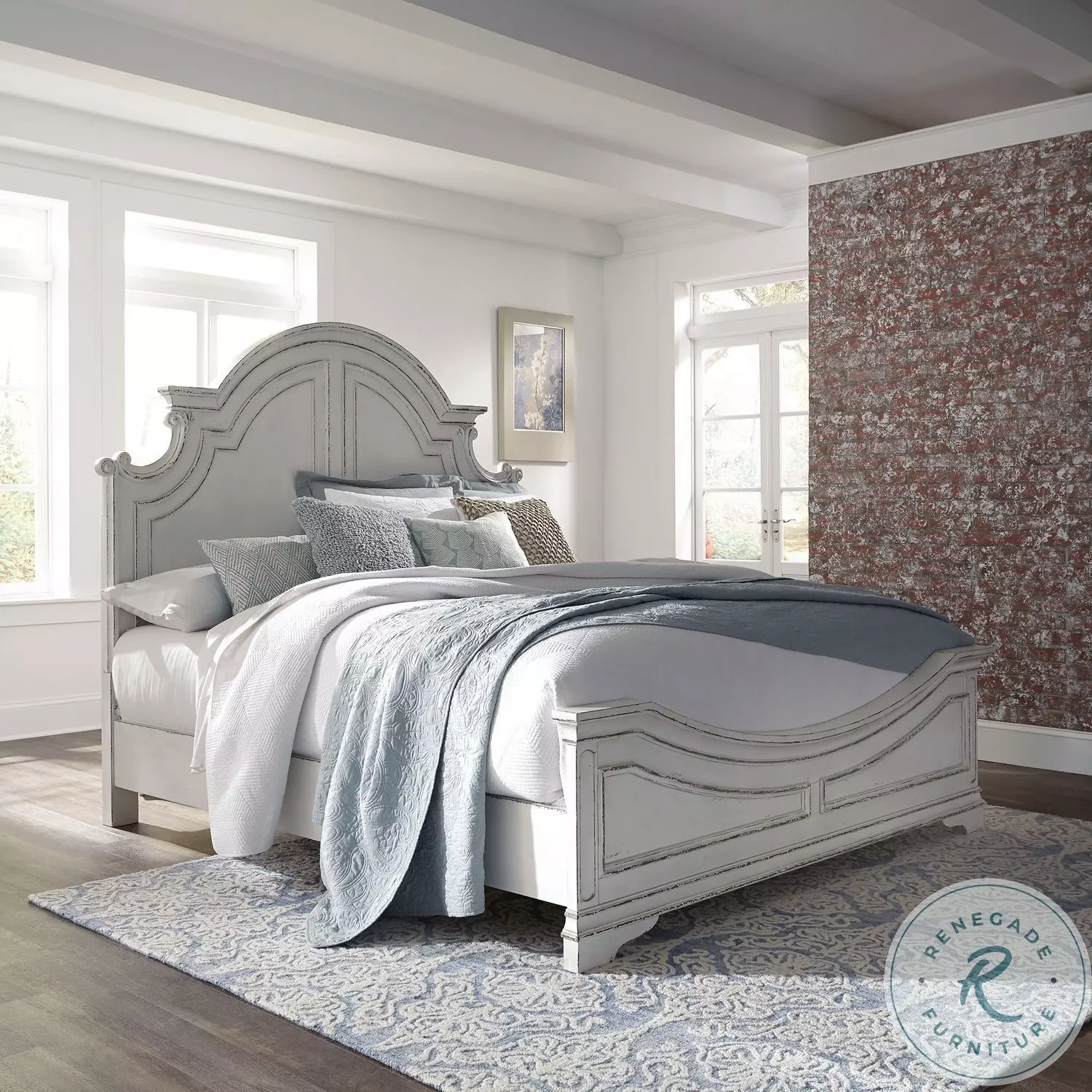 Magnolia Manor Antique White King Panel Bed from Liberty | Coleman