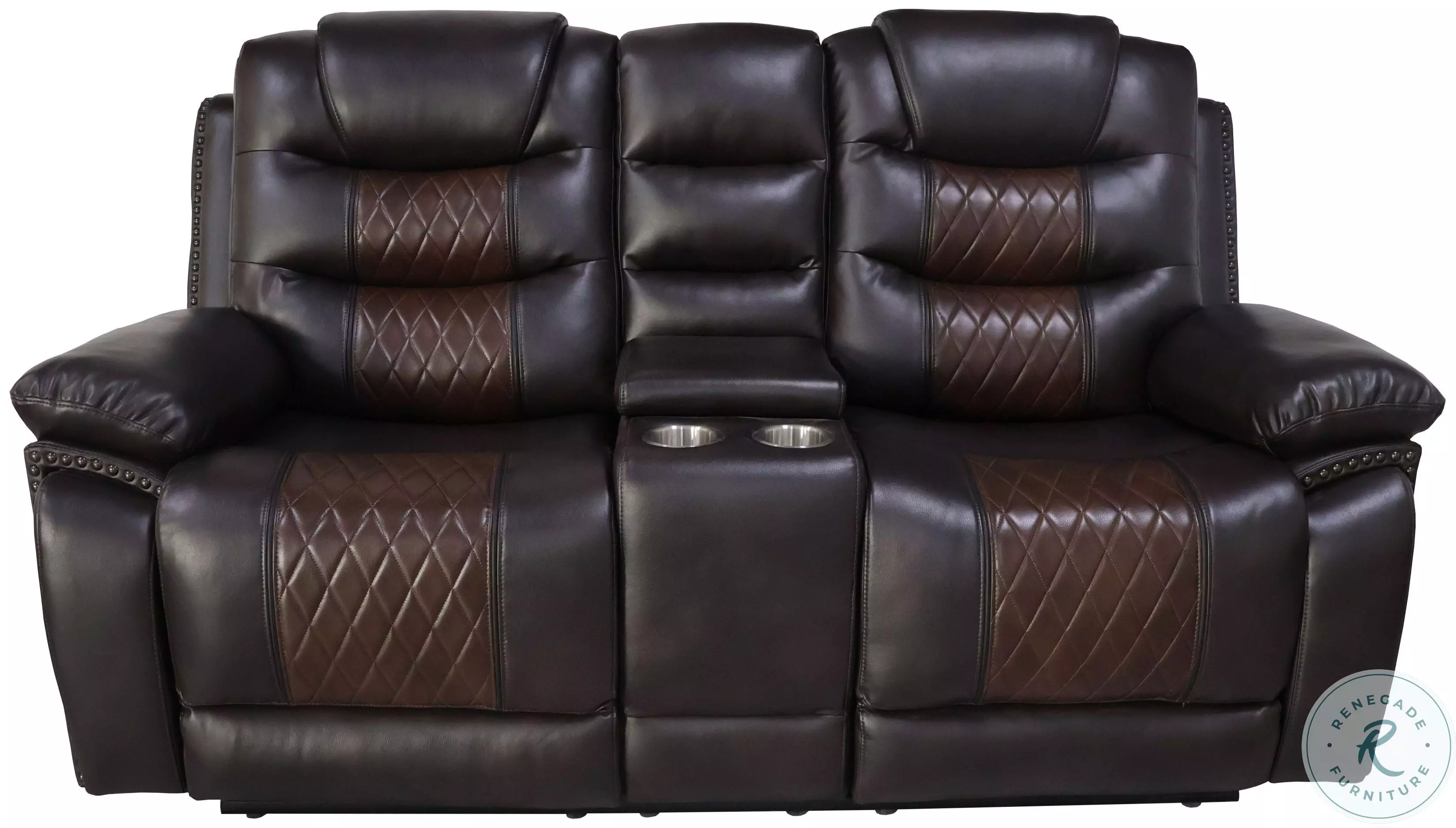 Nikko Brown Dual Reclining Console Loveseat From New Classic