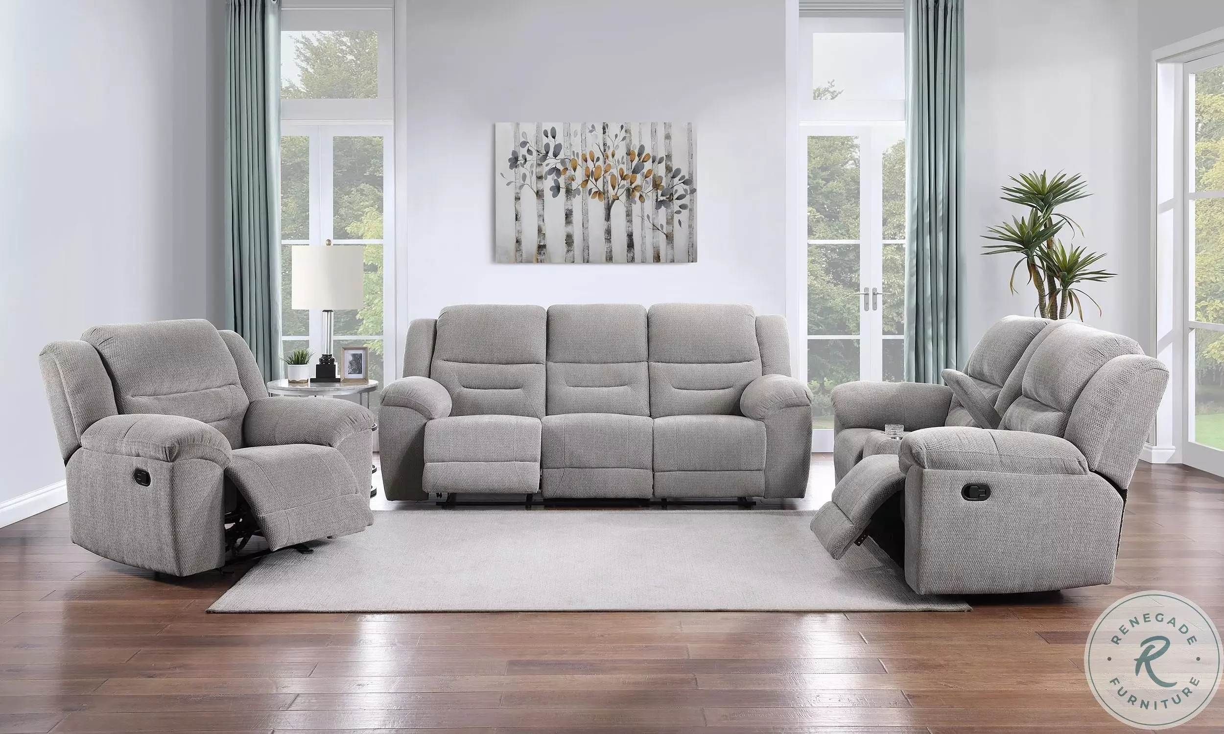 Gilson Gray Chenille Reclining Living Room Set from Coaster