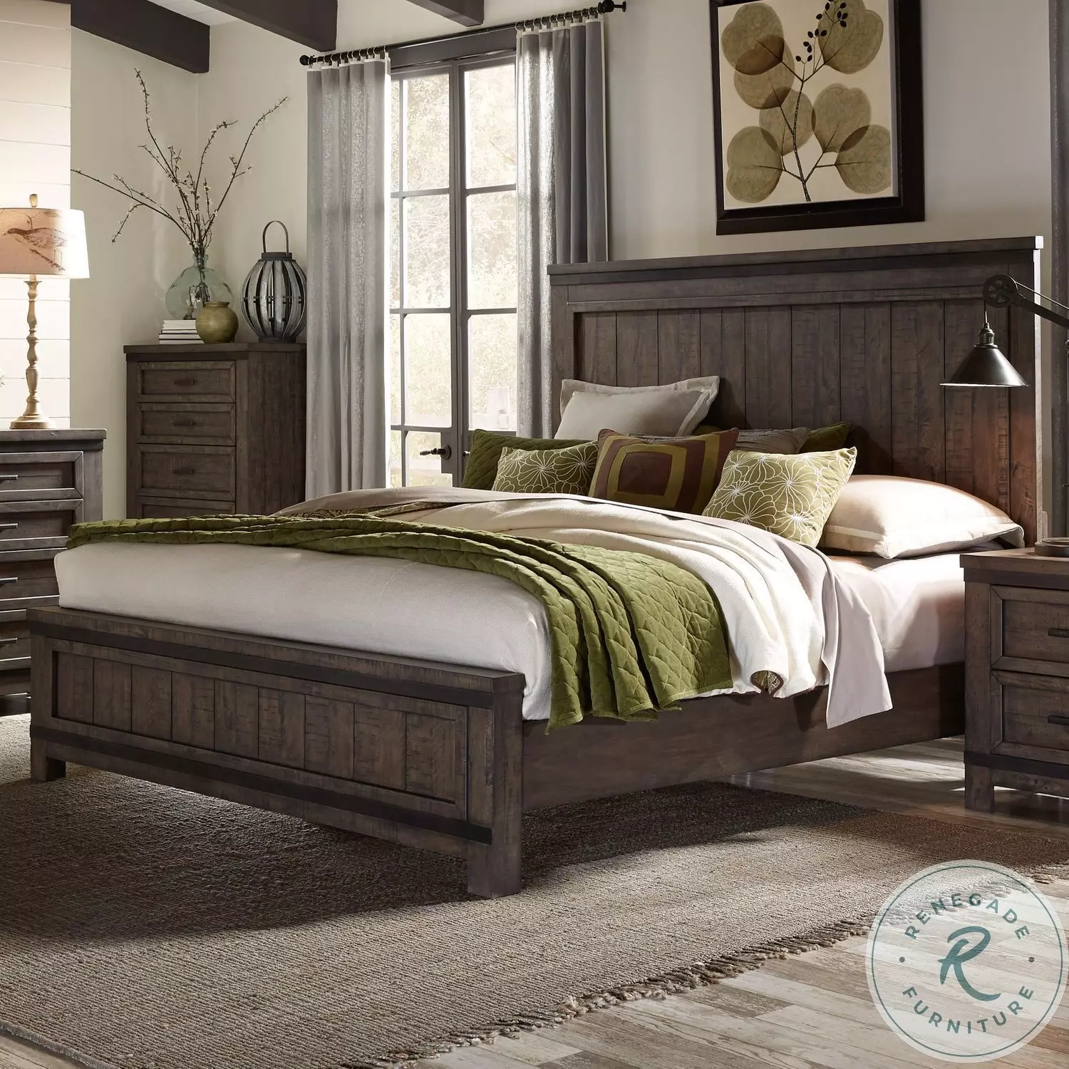 Thornwood Hills Rock Beaten Gray King Panel Bed from Liberty
