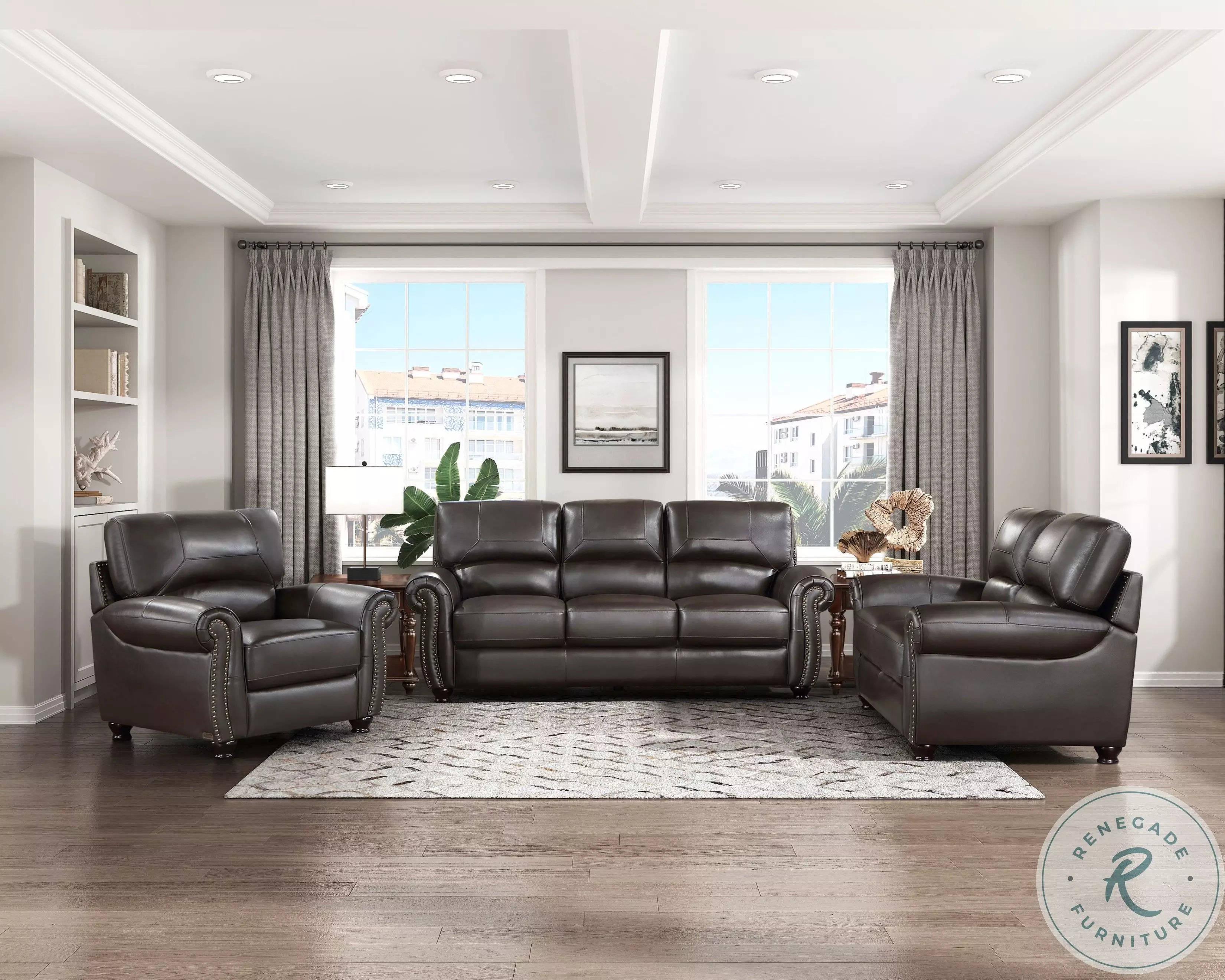 Foxborough Dark Brown Living Room Set from Homelegance | Coleman