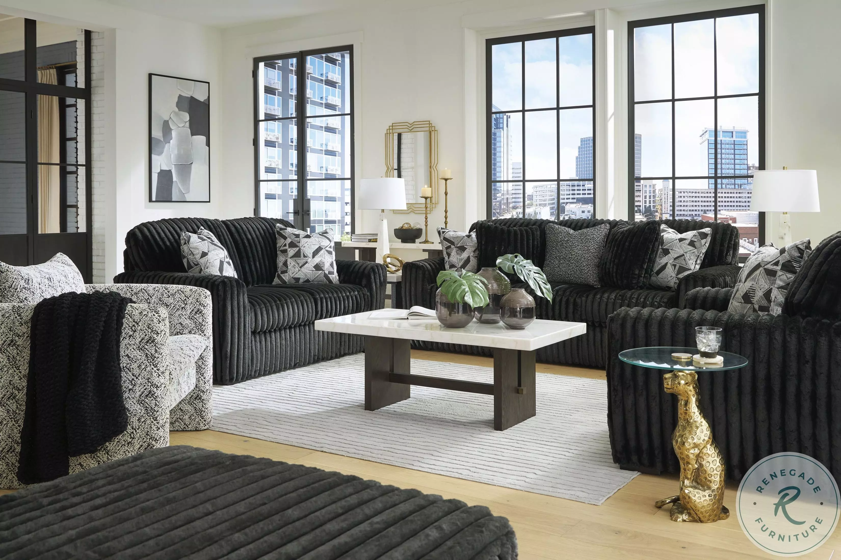 Midnight Madness Onyx Black Living Room Set from Ashley Furniture