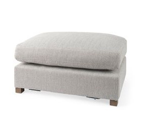 Valence Light Gray Performance Fabric Rectangular Ottoman