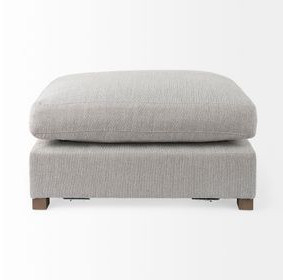 Valence Light Gray Performance Fabric Rectangular Ottoman