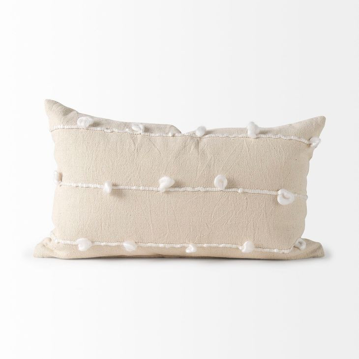 Erica Cream and White 13 x 21" Decorative Pillow Cover