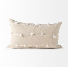 Erica Cream and White 13 x 21" Decorative Pillow Cover