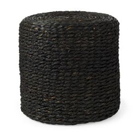 Dina Black Performance Fabric Round Pouf