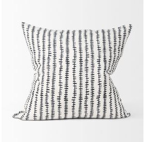Jenna Cream and Black Print Square Decorative Pillow Cover