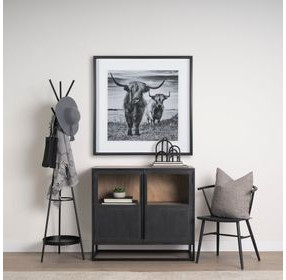 Everett Matte Black 71" Metal Shelves Coat Rack