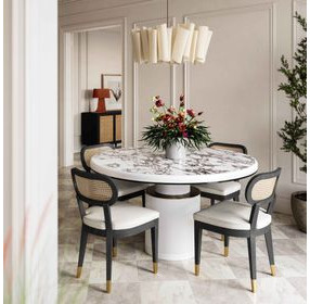 Cosette Black Dining Chair Upholstered in Cream Performance Linen