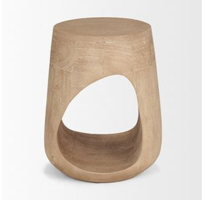 Cove Light Brown Round Sculptural Open Side Table