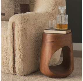 Cove Brown Round Sculptural Open Side Table