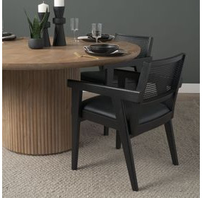 Reid Black Upholstered Dining Armchair