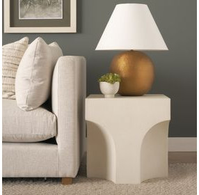 Bunda Ivory Square Concrete Top Accent Table