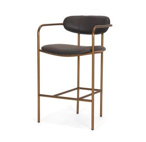 Parker Charcoal Brown Leather Upholstered Counter Height Stool