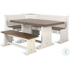 Willow Nest Wood 75" Breakfast Nook Dining Set