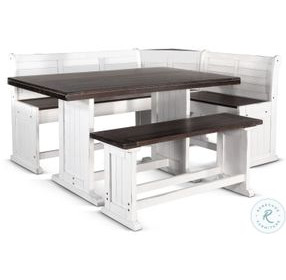 Heritage House White Carriage House 75" Rectangular Counter Height Breakfast Nook Set