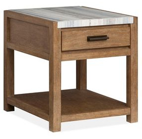 Plum Creek Sierra Brown Rectangular Marble Top End Table