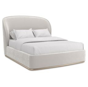 Opal Ivory and Soft Silver Paint Queen Upholstered Panel Bed