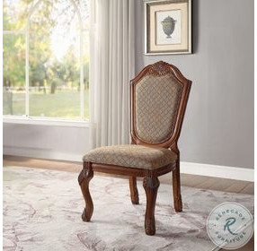 Chateau De Ville Fabric and Cherry Side Chair Set of 2