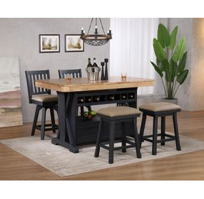 Autumn Winds Brown and Black Rectangular Storage Kitchen Island Dining Room Set