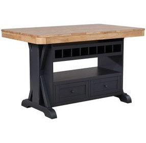 Autumn Winds Brown and Black Rectangular Storage Kitchen Island Dining Room Set