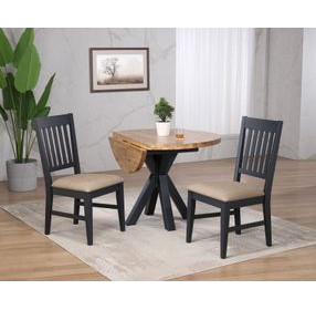 Autumn Winds Brown and Black 42" Round Drop Leaf Dining Table