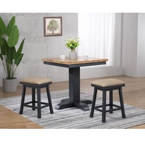 Autumn Winds Natural and Black Square Adjustable Height Pub Table