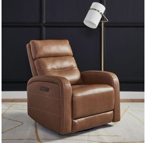 Ridgewell York Butternut Leather Glider Power Recliner with USB Charging
