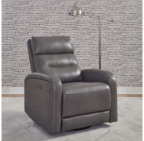 Ridgewell York Charcoal Leather Glider Power Recliner with USB Charging