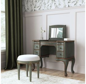 Charlotte Pastel Green Rectangular Vanity and Valet Desk