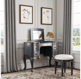 Charlotte Pastel Blue 40" Rectangular Vanity and Valet Desk