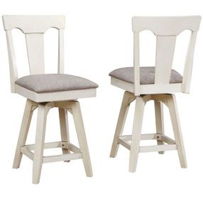 Choices Antique White Panel Back Upholstered Counter Height Stool Set of 2