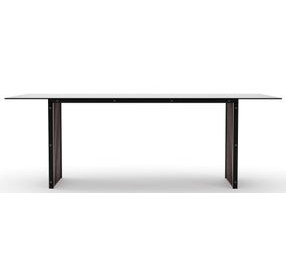 Pinstripe Smoked Bronze and Dark Chocolate 84" Rectangular Glass Top Dining Table