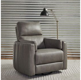 Reilly Aline Light Gray Leather Glider Power Recliner