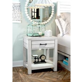 Summer Camp Stone Path Gray 1 Drawer Nightstand with USB Charging and Motion Light
