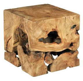 Hidden Treasures Light Stain Square Root Side Table
