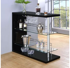 Prescott Glossy Black Rectangular Bar Unit