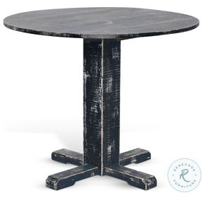 Rustic Refined Black Sand Round Drop Leaf Dining Room Set
