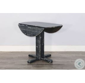 Rustic Refined Black Sand 36" Round Dining Table with Drop Leaf