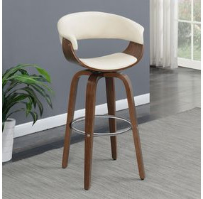 Zion Walnut And Ecru Upholstered Swivel Bar Stool