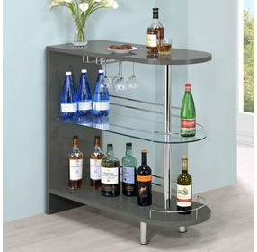 Adolfo Glossy Grey And Clear Bar Table