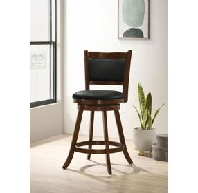 Broxton Chestnut And Black Upholstered Swivel Counter Height Stool Set of 2