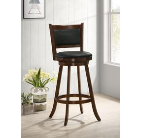 Broxton Chestnut And Black Upholstered Swivel Bar Stool Set of 2