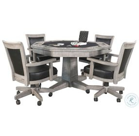 Elmcrest Gray 5 Piece Reversible Game and Dining Poker Table Set