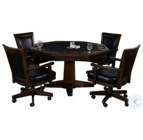 Havenstead Dark Brown 5 Piece Reversible Game and Dining Poker Table Set