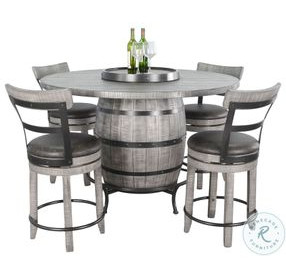 Elmcrest Gray Round Counter Height Dining Table with Lazy Susan